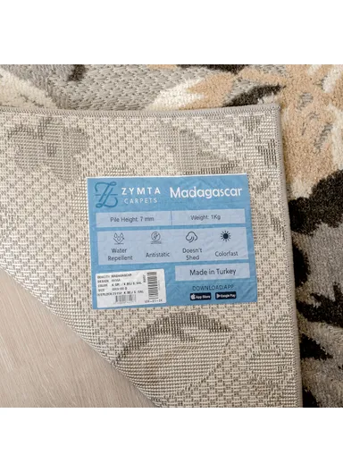 Madagascar Pansy 160 x 230 cm Zymta Decorative Carpet - Grey / White / Beige / Anthracite
