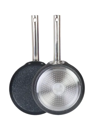 24/28cm Casserole + 22 Pizza Pan + 28cm FryPan + 3.4L Kettle Die-Cast Non-Stick Cookware Set VK-79- Black