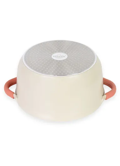 24/28cm Casserole + 22 Pizza Pan + 28cm FryPan + 3.4L Kettle Die-Cast Non-Stick Cookware Set VK-79- Cream