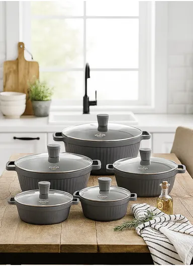 20/24/28/32cm Granite Non-Stick Die-Casting Casserole With 28cm Shallow Pot Set VK-201 - Black