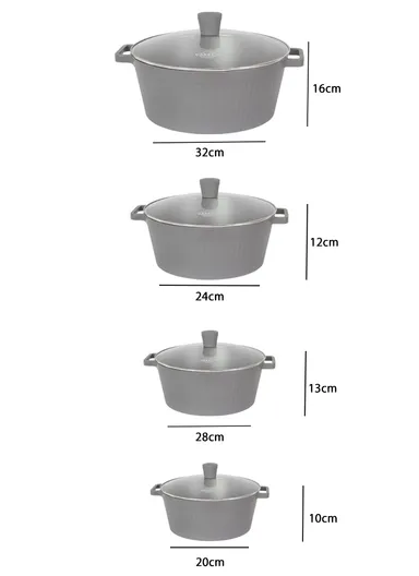 20/24/28/32cm Granite Non-Stick Die-Casting Casserole With 28cm Shallow Pot Set VK-201 - Black