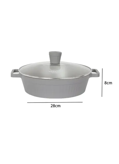 20/24/28/32cm Granite Non-Stick Die-Casting Casserole With 28cm Shallow Pot Set VK-201 - Black