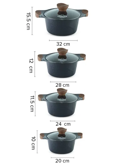 10PCS 20/24/28/32cm Casserole + 24cm Shallow Casserole Granite Coating Cookware Set VK-5- Black