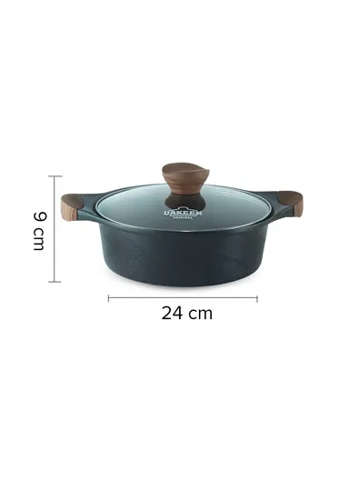 10PCS 20/24/28/32cm Casserole + 24cm Shallow Casserole Granite Coating Cookware Set VK-5- Black