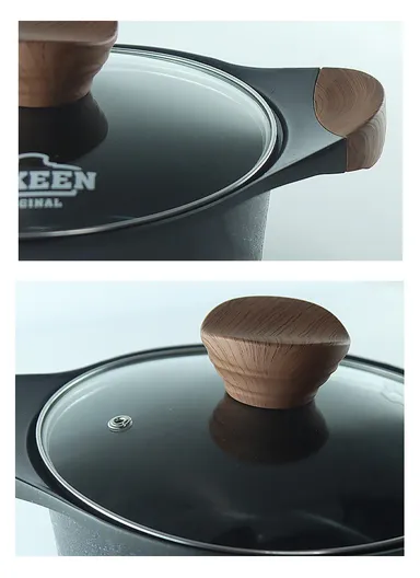 10PCS 20/24/28/32cm Casserole + 24cm Shallow Casserole Granite Coating Cookware Set VK-5- Black