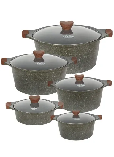 10PCS 20/24/28/32cm Casserole + 24cm Shallow Casserole Granite Coating Cookware Set VK-5- Green