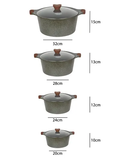 10PCS 20/24/28/32cm Casserole + 24cm Shallow Casserole Granite Coating Cookware Set VK-5- Green