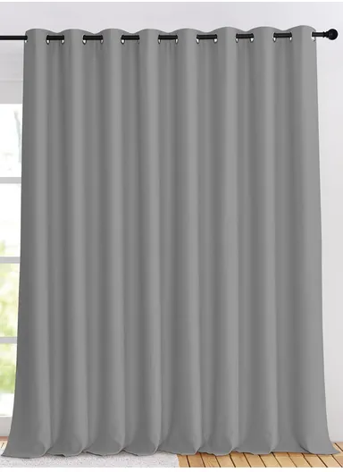 140x260cm High Blackout Matte Color Polyester Fabric Drapes With 8 Silver Eyelets - Grey