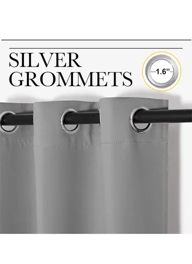 140x260cm High Blackout Matte Color Polyester Fabric Drapes With 8 Silver Eyelets - Grey