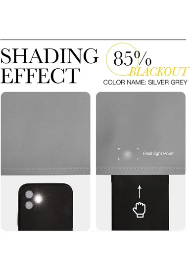 140x260cm High Blackout Matte Color Polyester Fabric Drapes With 8 Silver Eyelets - Grey