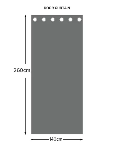 140x260cm High Blackout Matte Color Polyester Fabric Drapes With 8 Silver Eyelets - Grey