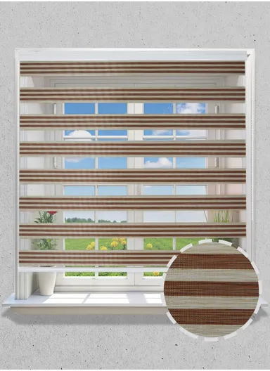 150x180cm Blackout Polyester Fabric Roller Blinds, Double Layer Color, Sheer Or Privacy Light Control - Light Coffee