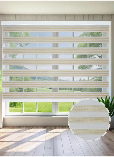 180x180cm Blackout Polyester Fabric Roller Blinds, Double Layer Color, Sheer Or Privacy Light Control - Beige