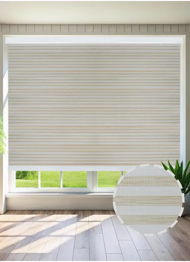 180x180cm Blackout Polyester Fabric Roller Blinds, Double Layer Color, Sheer Or Privacy Light Control - Beige