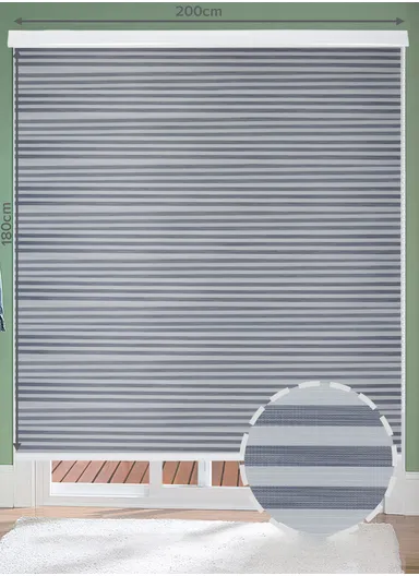 200x180cm Blackout Polyester Fabric Roller Blinds, Double Layer Color, Sheer Or Privacy Light Control - Grey