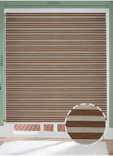 200x180cm Blackout Polyester Fabric Roller Blinds, Double Layer Color, Sheer Or Privacy Light Control - Light Coffee