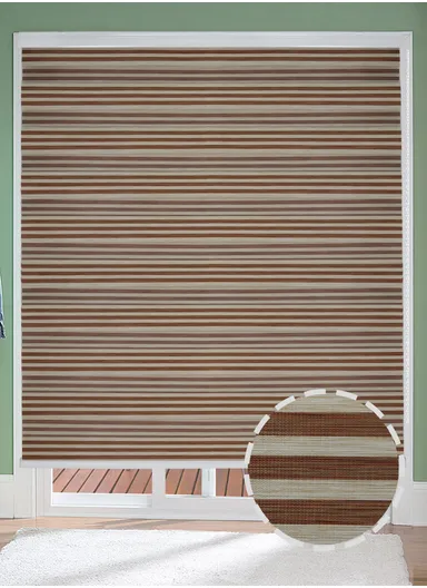 200x180cm Blackout Polyester Fabric Roller Blinds, Double Layer Color, Sheer Or Privacy Light Control - Light Coffee