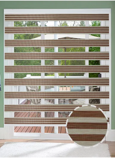 200x180cm Blackout Polyester Fabric Roller Blinds, Double Layer Color, Sheer Or Privacy Light Control - Light Coffee