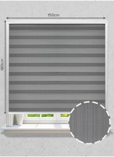 150x180cm Blackout Polyester Fabric Roller Blinds, Light-Blocking Blinds, Sheer Or Privacy Light Control - Grey
