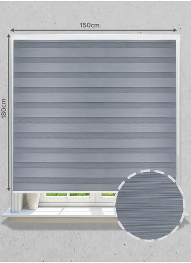 150x180cm Easy Control Waterproof Blackout Polyester Fabric Roller Blinds, Sheer Or Privacy Light Control - Grey