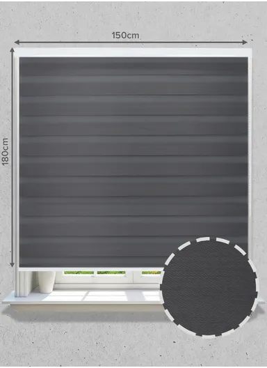 150x180cm Easy Control Waterproof Blackout Polyester Fabric Roller Blinds, Sheer Or Privacy Light Control - Dark Grey