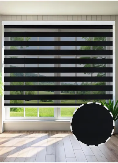 180x180cm Easy Control Waterproof Blackout Polyester Fabric Roller Blinds, Sheer Or Privacy Light Control - Black