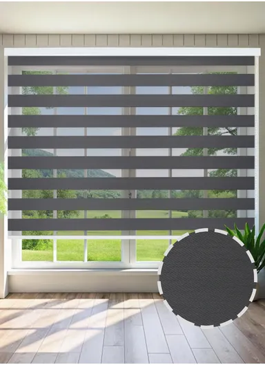 180x180cm Easy Control Waterproof Blackout Polyester Fabric Roller Blinds, Sheer Or Privacy Light Control - Dark Grey