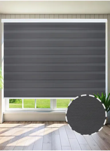 180x180cm Easy Control Waterproof Blackout Polyester Fabric Roller Blinds, Sheer Or Privacy Light Control - Dark Grey