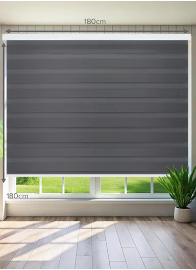 180x180cm Easy Control Waterproof Blackout Polyester Fabric Roller Blinds, Sheer Or Privacy Light Control - Dark Grey