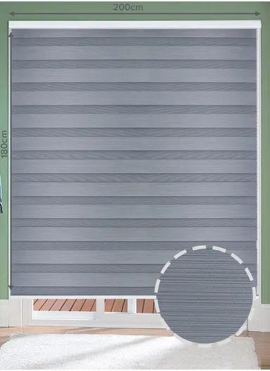 200x180cm Easy Control Waterproof Blackout Polyester Fabric Roller Blinds, Sheer Or Privacy Light Control - Grey