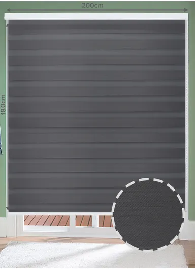 200x180cm Easy Control Waterproof Blackout Polyester Fabric Roller Blinds, Sheer Or Privacy Light Control - Dark Grey