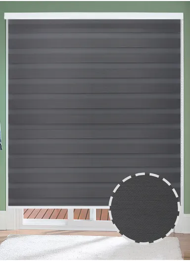 200x180cm Easy Control Waterproof Blackout Polyester Fabric Roller Blinds, Sheer Or Privacy Light Control - Dark Grey