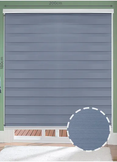 200x180cm Easy Control Waterproof Blackout Polyester Fabric Roller Blinds, Sheer Or Privacy Light Control - Blue