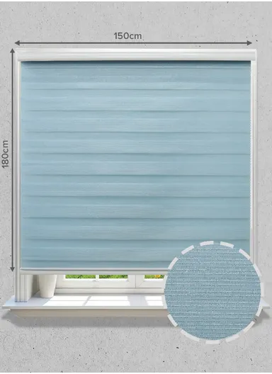 150x180cm Easy Control Blackout Gold &amp; Silver Inlaid Silk Blinds Polyester Fabric, Sheer Or Privacy Light Control - Blue