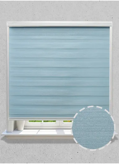 150x180cm Easy Control Blackout Gold &amp; Silver Inlaid Silk Blinds Polyester Fabric, Sheer Or Privacy Light Control - Blue