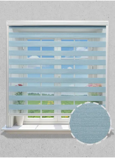 150x180cm Easy Control Blackout Gold &amp; Silver Inlaid Silk Blinds Polyester Fabric, Sheer Or Privacy Light Control - Blue