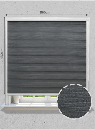 150x180cm Easy Control Blackout Gold &amp; Silver Inlaid Silk Blinds Polyester Fabric, Sheer Or Privacy Light Control - Grey