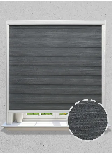 150x180cm Easy Control Blackout Gold &amp; Silver Inlaid Silk Blinds Polyester Fabric, Sheer Or Privacy Light Control - Grey