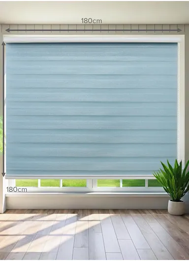 180x180cm Easy Control Blackout Gold &amp; Silver Inlaid Silk Blinds Polyester Fabric, Sheer Or Privacy Light Control - Blue