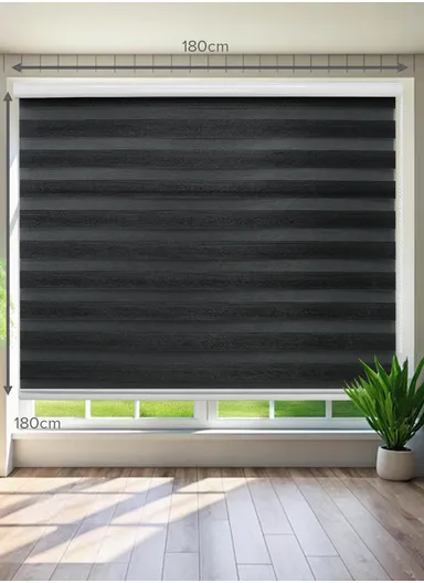 180x180cm Easy Control Blackout Gold &amp; Silver Inlaid Silk Blinds Polyester Fabric, Sheer Or Privacy Light Control - Black