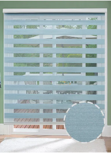 200x180cm Easy Control Blackout Gold &amp; Silver Inlaid Silk Blinds Polyester Fabric, Sheer Or Privacy Light Control - Blue