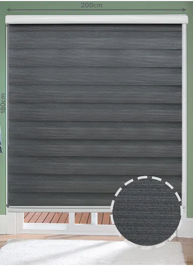 200x180cm Easy Control Blackout Gold &amp; Silver Inlaid Silk Blinds Polyester Fabric, Sheer Or Privacy Light Control - Grey