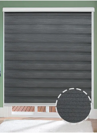 200x180cm Easy Control Blackout Gold &amp; Silver Inlaid Silk Blinds Polyester Fabric, Sheer Or Privacy Light Control - Grey