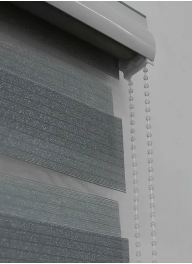 200x180cm Easy Control Blackout Gold &amp; Silver Inlaid Silk Blinds Polyester Fabric, Sheer Or Privacy Light Control - Grey