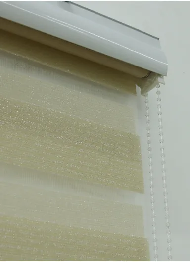 200x180cm Easy Control Blackout Gold &amp; Silver Inlaid Silk Blinds Polyester Fabric, Sheer Or Privacy Light Control - Beige