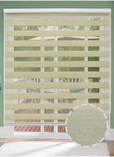 200x180cm Easy Control Blackout Gold &amp; Silver Inlaid Silk Blinds Polyester Fabric, Sheer Or Privacy Light Control - Beige