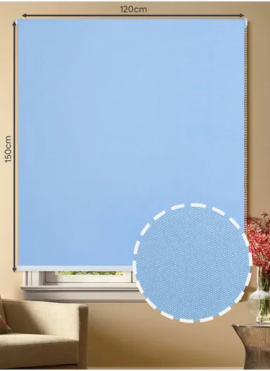 120x150cm Waterproof Full Blackout Polyester Fabric Flat Roller Curtain - Blue