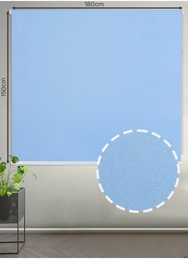 180x150cm Waterproof Full Blackout Polyester Fabric Flat Roller Curtain - Blue