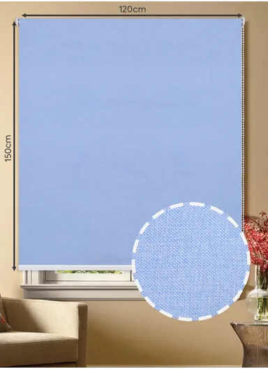 120x150cm Waterproof Full Blackout Linen-Like Coating Polyester Fabric Roller Curtain - Blue