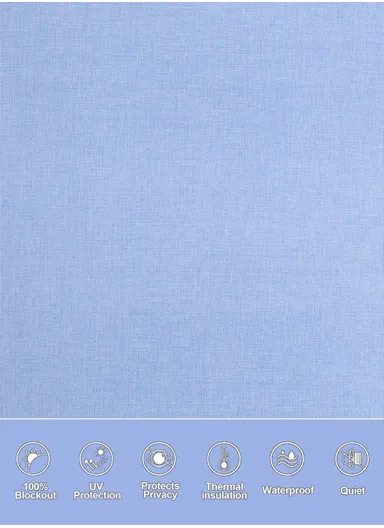 120x150cm Waterproof Full Blackout Linen-Like Coating Polyester Fabric Roller Curtain - Blue